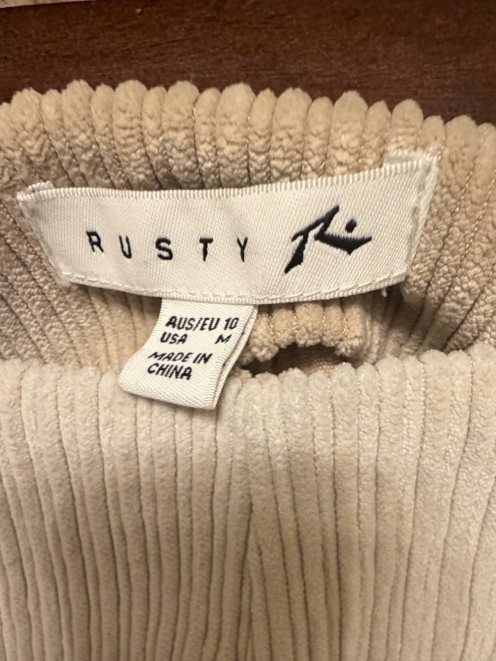 Rusty Cream Ribbed Pants - Picture 3 of 3